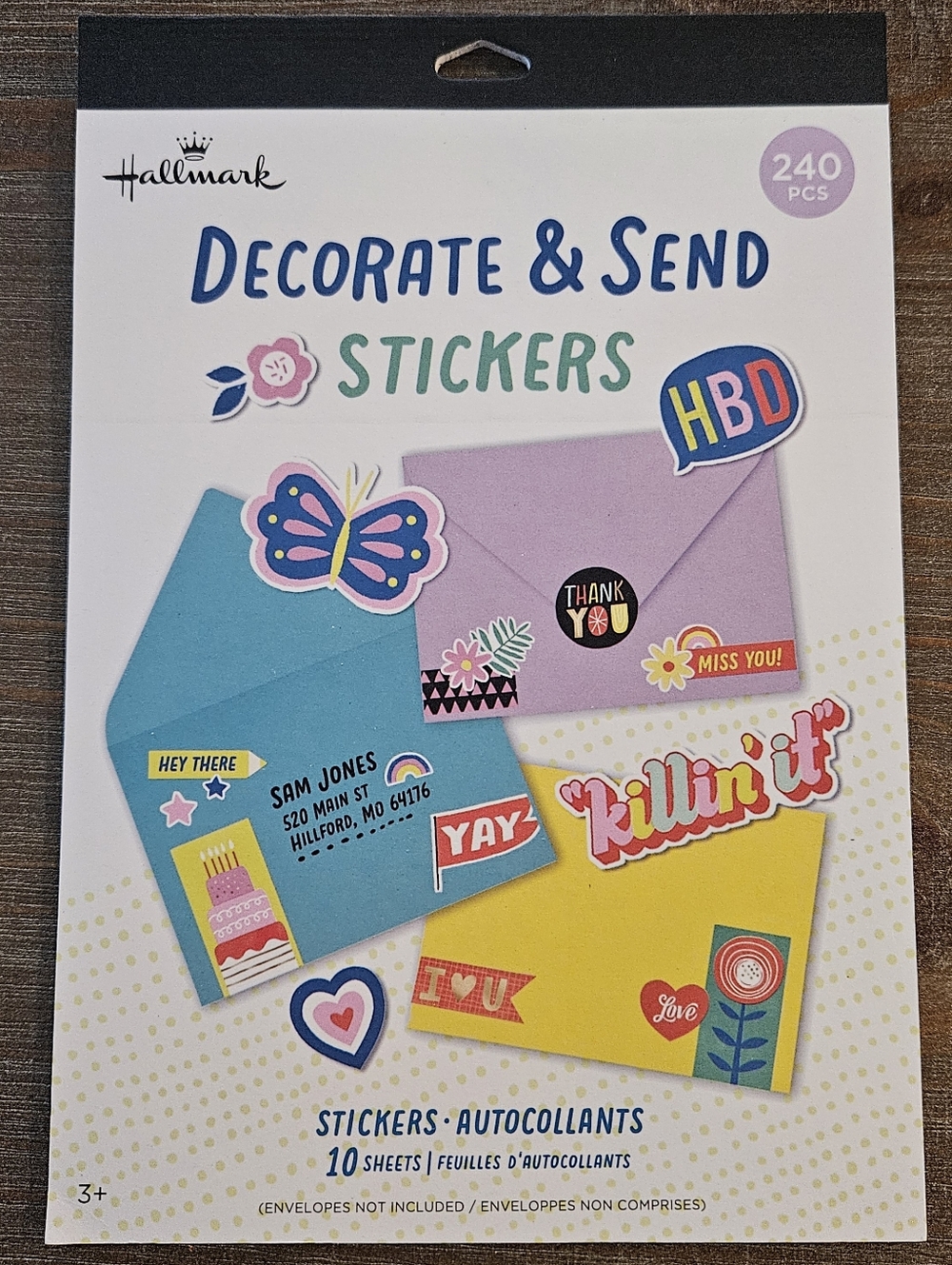 Hallmark Decorate & Send Stickers - Blue, Purple, Yellow, Pink 240 Piece New